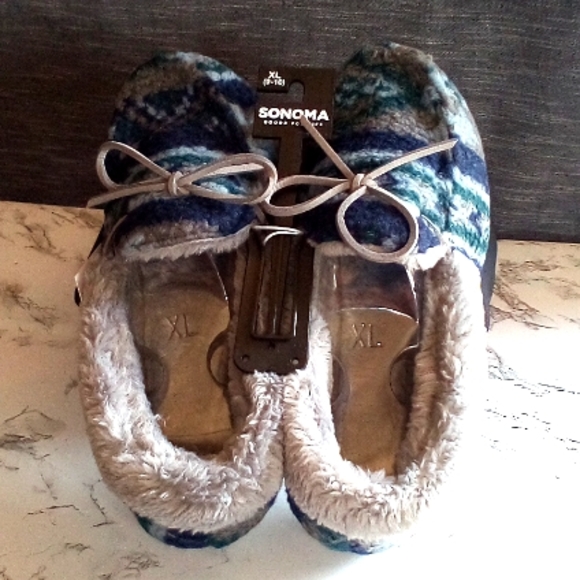 Sonoma Shoes - Sonoma Women's Moccasin/Slippers/XL(9-10)/blue,grey and green. NWT